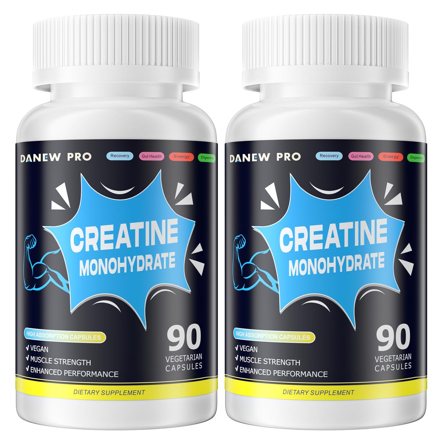 DANEW Pro Creatine Monohydrate 2500mg Per Serving, 180 Capsules - Gluten Free, Non-GMO-2pack