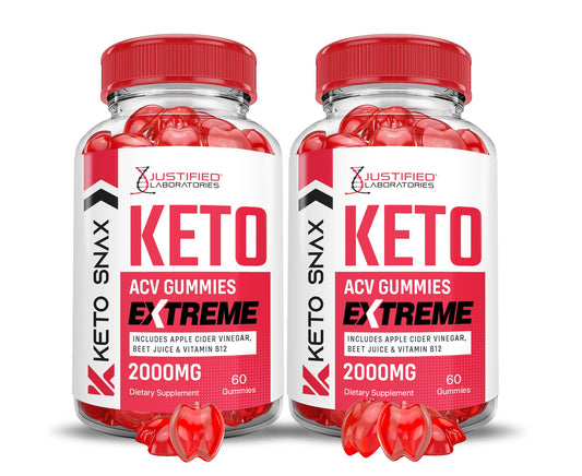 (2 Pack) Keto Snax Keto ACV Gummies Extreme 2000MG Keto Snax Keto Gummies Advanced Formula Apple Cider Vinegar with Pomegranate Beet Juice Powder B12 Vegan Non GMO 120 Gummys
