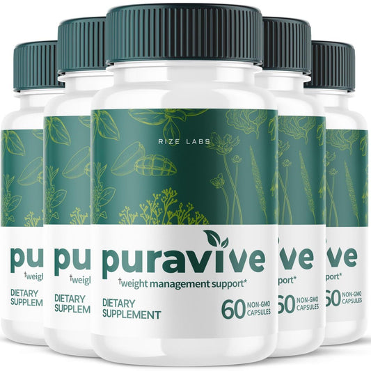 rize labs (Pack of 5 Puravive Weight Health Pills, Exotic Rice Capsules Reviews, Weight Support BAT Levels, Detox & Cleanse, All-Natural Easy to Swallow Formula (300 Capsules)