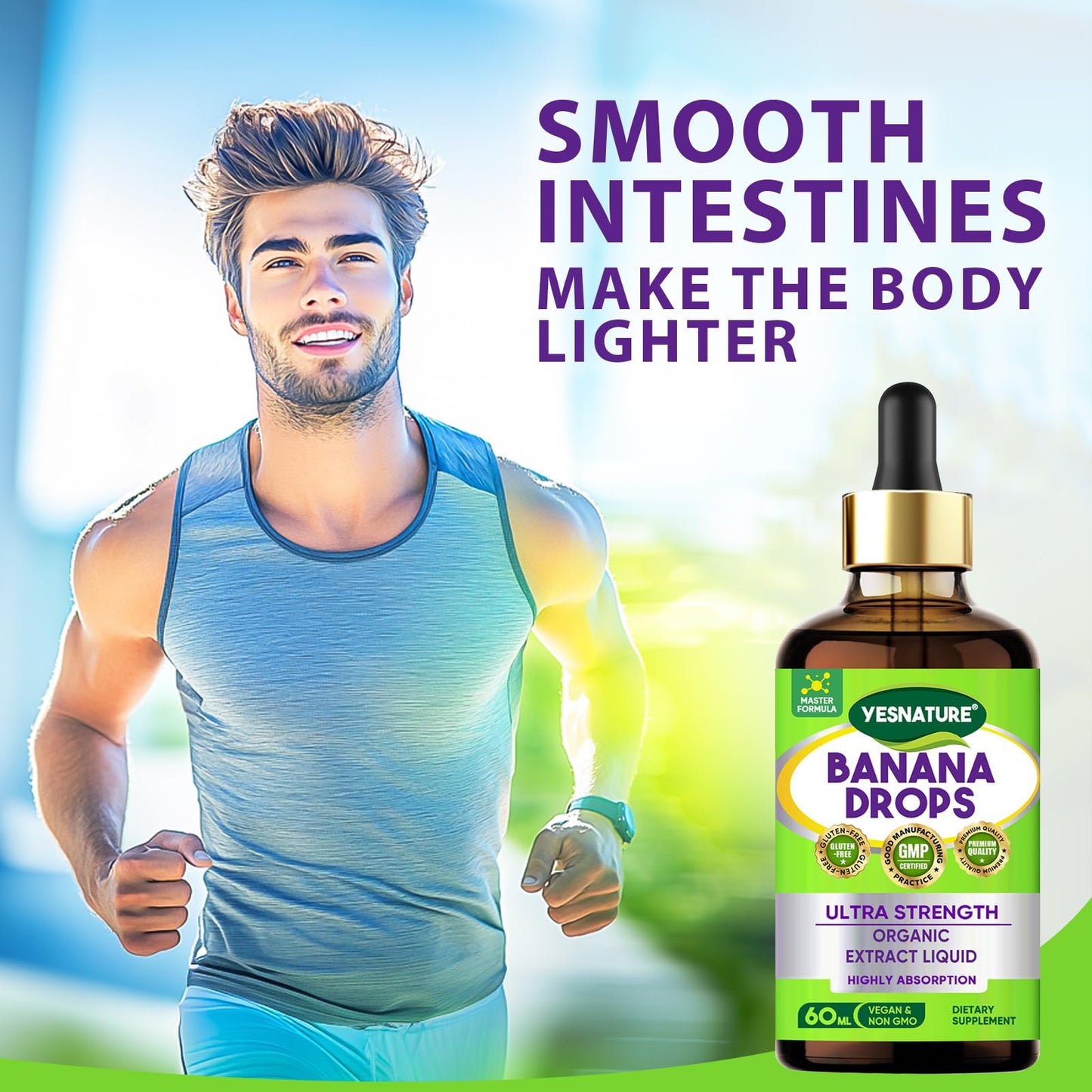 YESNATURE Banana Drops for Gut Health, Ultra Strength Banana Liquid for Detox