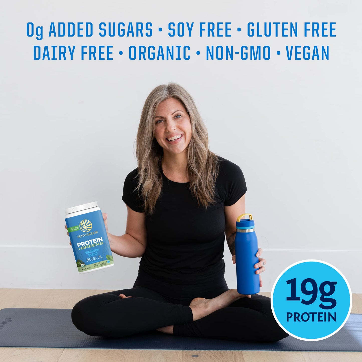 Sunwarrior Warrior Blend Protein Greens Powder Drink Mix | BCAA Plant Based Organic Hemp Seed Vegan Gluten Free Non-GMO Low Carb Protein Powder | Unflavored 750 G 30 SRV