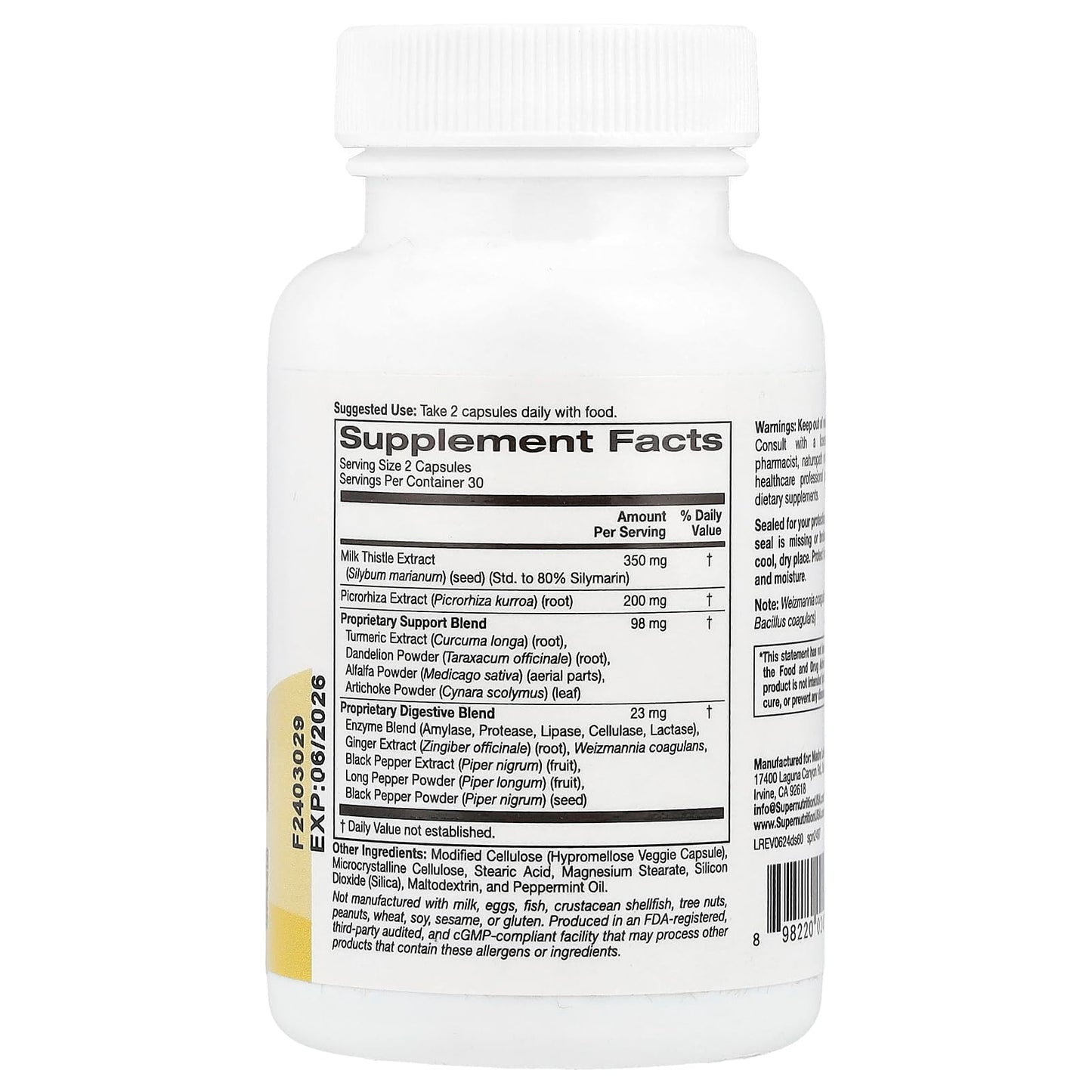 Super Nutrition Detox Support, 60 Veggie Capsules