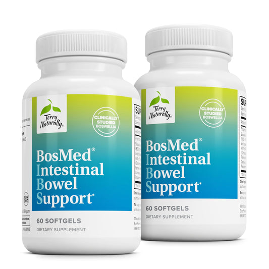 Terry Naturally BosMed Intestinal Bowel Support - Digestive & Intestinal Support Supplement - Gut Health Support with Coriander, Fennel, Carraway & Peppermint - 60 Softgels (Pack of 2)