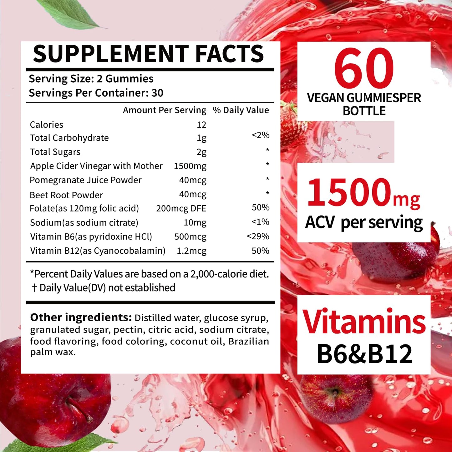 Juebingy Keto ACV Gummies, Gluten & Sugar Free Apple Cider Vinegar Supplement for Men & Women - 180 Gummies (1500 mg-3 Pack)