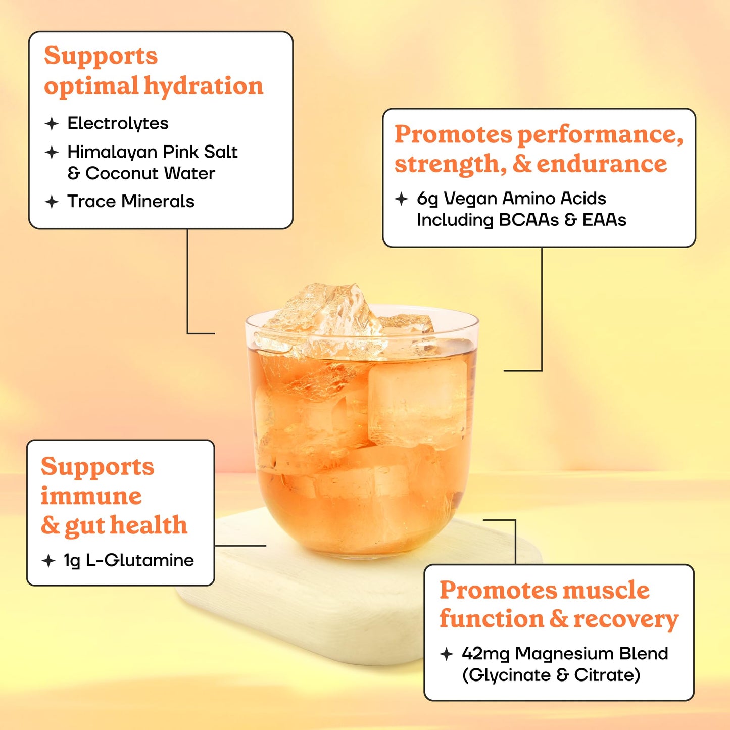 Fit&Lean Amino Hydration, Naturally Sweetened Workout Recovery Drink, 6g Vegan Amino Acids, EAA, BCAA, Glutamine, Electrolytes, Peach Mango, 30 Servings