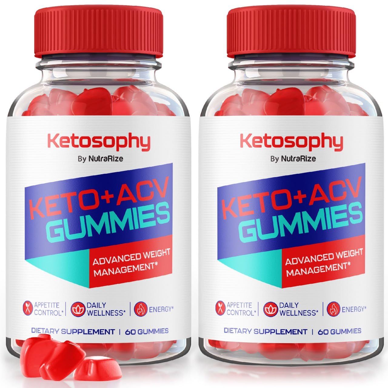 NutraRize (Pack of 2 Ketosophy Keto + ACV Gummies for Advanced Weight Loss, Apple Cider Vinegar Multi Supplement, Vitamin Folic Acid KetosophyACV (120 Gummies)