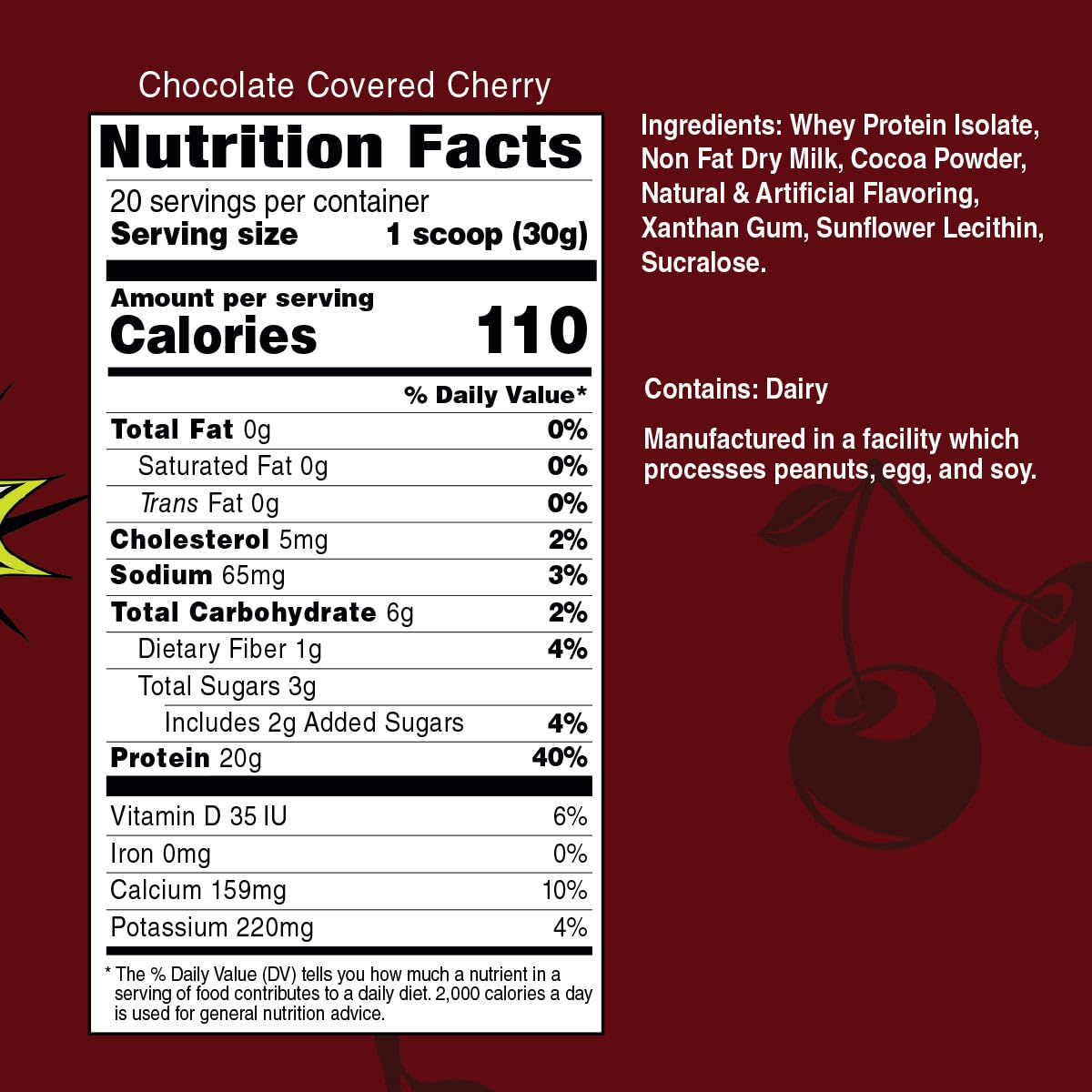 Bariatric Eating Inspire Chocolate Covered Cherry Whey Protein Isolate Powder (20 Servings)