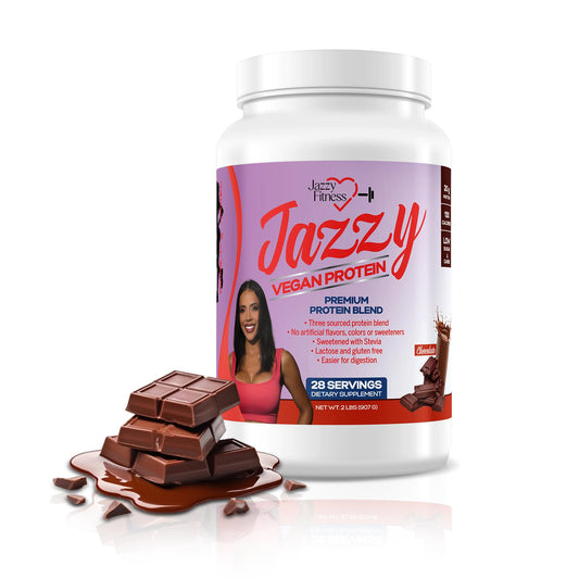 Jazzy Vegan Protein Powder for Women (907 gm) Chocolate Protein Powder, Lactose & Gluten Free Protein Blend, Plant Based, Nutrition for Energy Boost (28 Servings) Sweetened with stevia