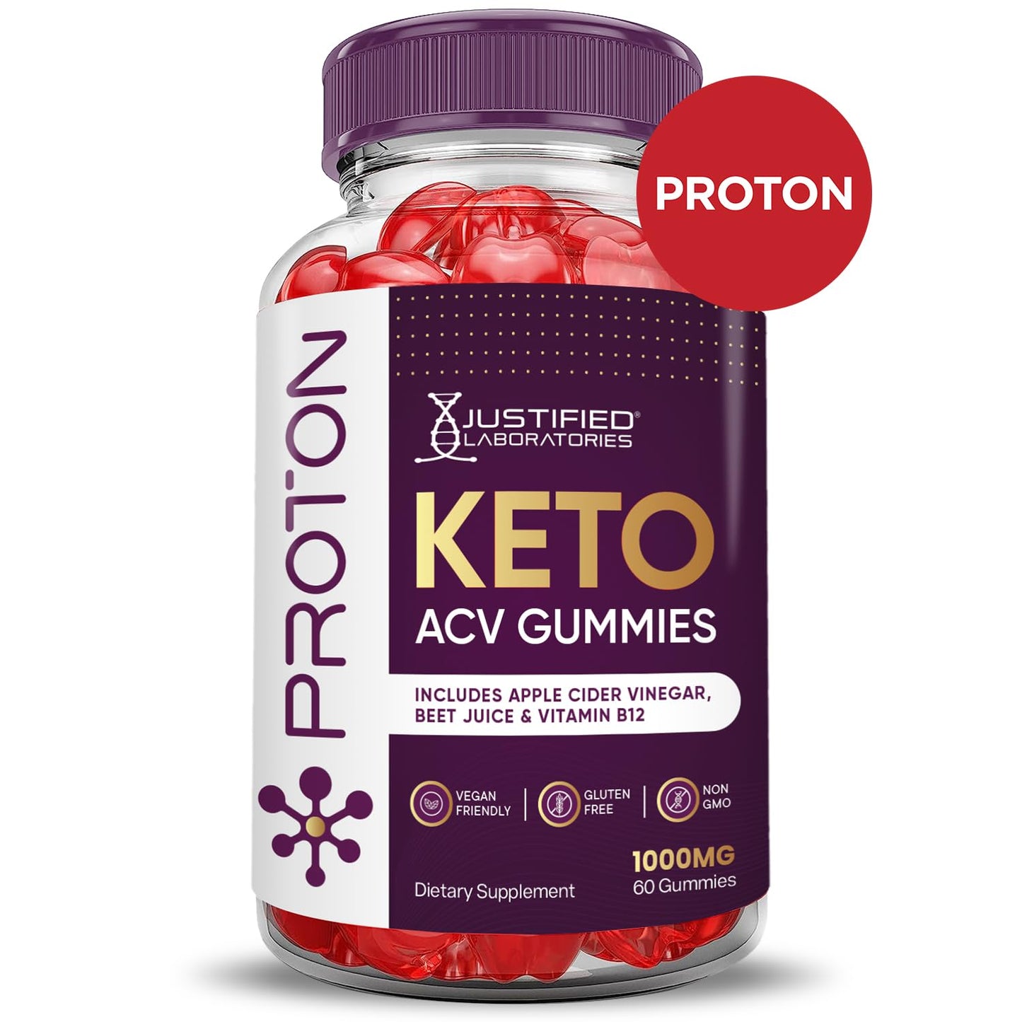 Proton Protein Keto ACV Gummies Advanced Formula 1000MG Proton Keto Gummies Apple Cider Vinegar Boost Formulated with Pomegranate Beet Juice Powder B12 Vegan Non GMO 60 Gummys