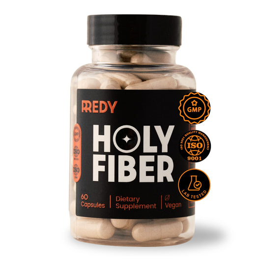 REDY 4-in-1 Premium Blend Psyllium Husk, Aloe Vera, Chia Seeds, Flaxseeds, Fiber Supplement Men, 60 Vegan Capsules, Gut Health Support, Digestive Regularity, Constipation Relief, Bowel Movement