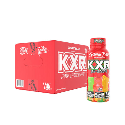 VMI Sports KXR High Stimulant Pre-Workout Energy Ready to Drink 400mg Caffeine, 6g Citrulline, 3.2g Beta-Alanine | Delicious - Convenient - Powerful | 12.5 oz Bottles (Gummy Bear, 12 Bottles)