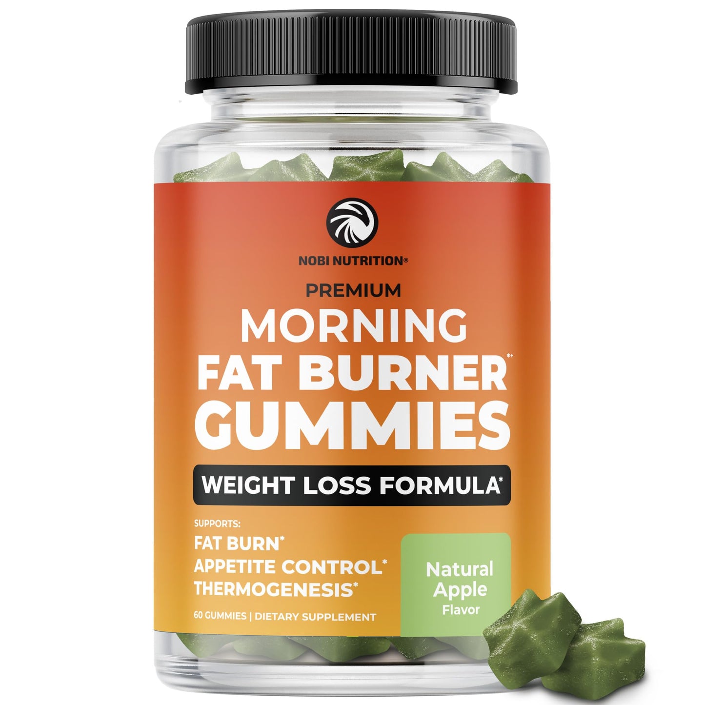 Morning Fat Burner Gummies | Weight Loss for Women & Men | Thermogenic Belly Fat Burner with Green Tea, Garcinia, Green Coffee Bean & More | Appetite Suppressant & Metabolism Booster | 60 Gummies