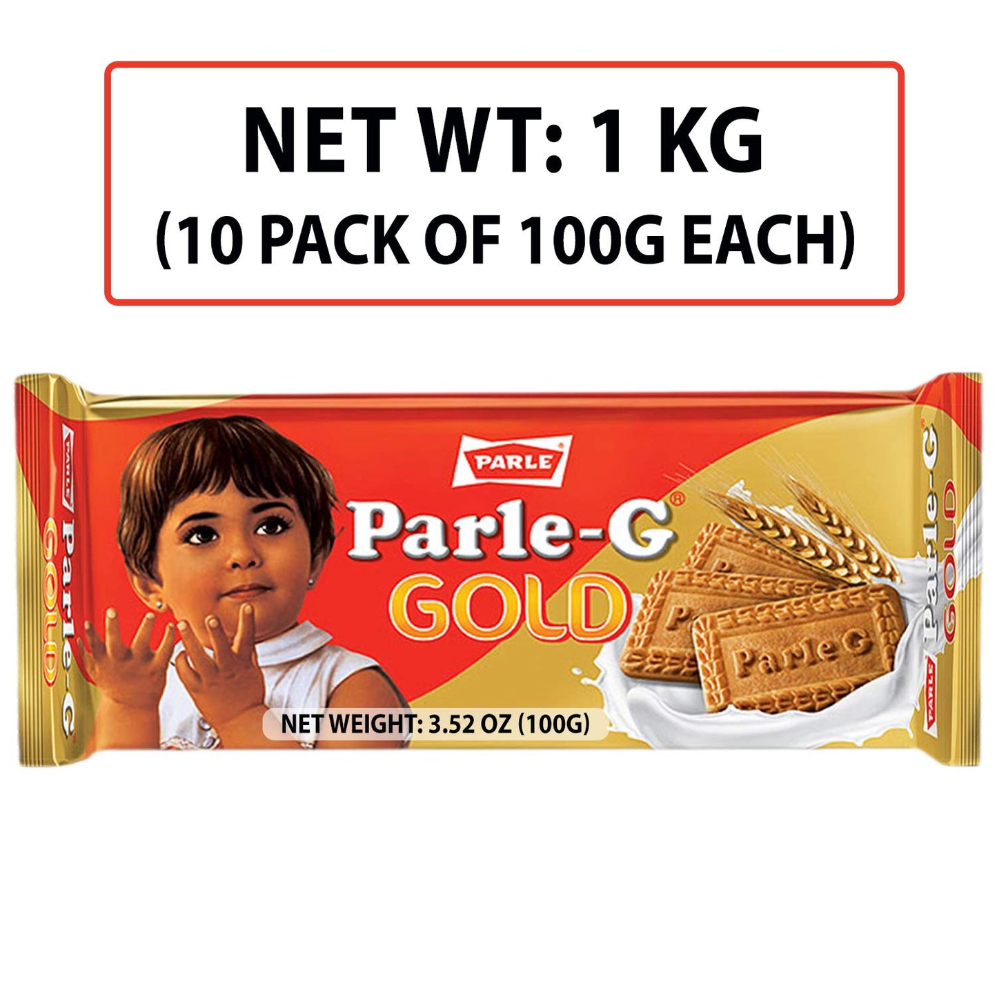 ParleG Gold Biscuits 1 KG 10 pack of 100g
