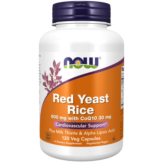 NOW Foods Supplements, Red Yeast Rice with CoQ10, plus Milk Thistle & Alpha Lipoic Acid, 120 Veg Capsules