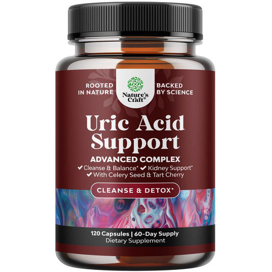 Uric Acid Cleanse and Detox Capsules - Turmeric, Tart Cherry & Celery Seed Supplement for Men and Women - Essential Daily Uric Acid Flush for Gout, Joints Support & Kidney Cleanser for Adults - 120 Ct