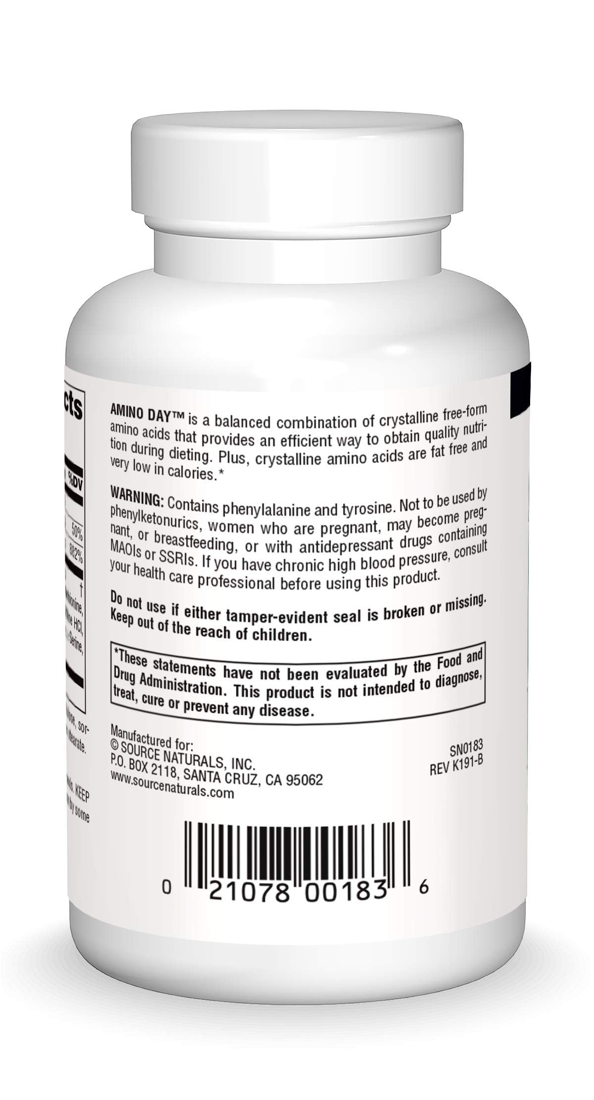 Source Naturals Amino Day - 20 Free Form Amino Acids Supports Quality Dieting During Nutrition - 60 Tablets