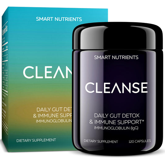 CLEANSE | IgG Dairy-Free Colostrum | 50.5% IgG Potent Concentrated Immune Support | Daily Gut Health Detox, Energy, Prebiotics, Digestive Support | 120 Capsules | 30 Day Supply, 1-Pack