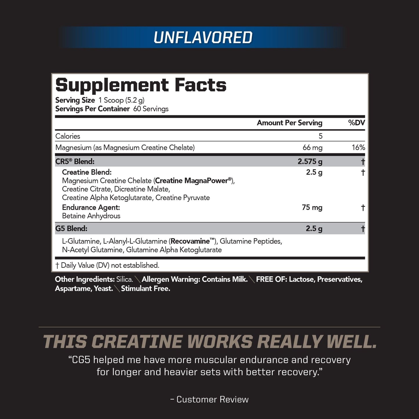 PMD Sports CG5 Premium Creatine & L Glutamine Powder, Power Recovery, Build Lean Muscle, Increase Workout Performance, Maximum Strength Pre Workout & Post Workout, Unflavored, 60 Servings