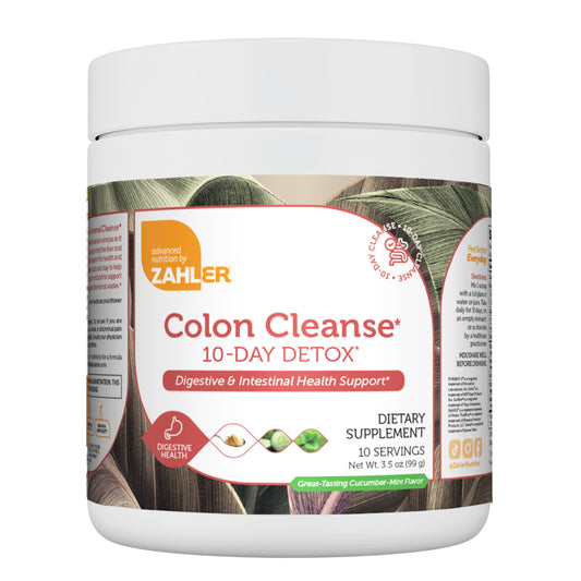 Zahler Colon Cleanse 10-Day Detox Cleanse - Cucumber Mint Flavor - Herbal Digestive Wellness - Colon Cleanser & Detox for Bowel Movement, Body Detox, Digestion Aid for Women and Men - 3.5 oz Jar