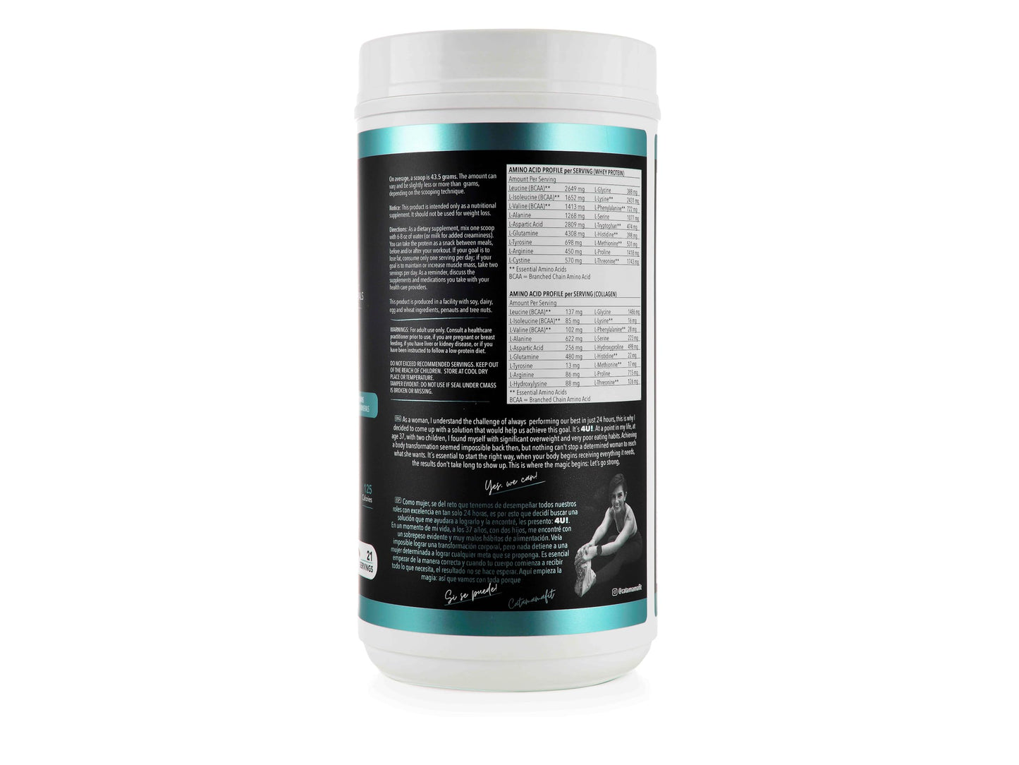 Catamamafit 4U! Chocolate Protein Powder, 25g Hydrolyzed Whey Isolate, 10g Hydrolyzed Collagen, 19 Vitamins & Minerals, No Sugar, Gluten Free, 2 lbs (907g)