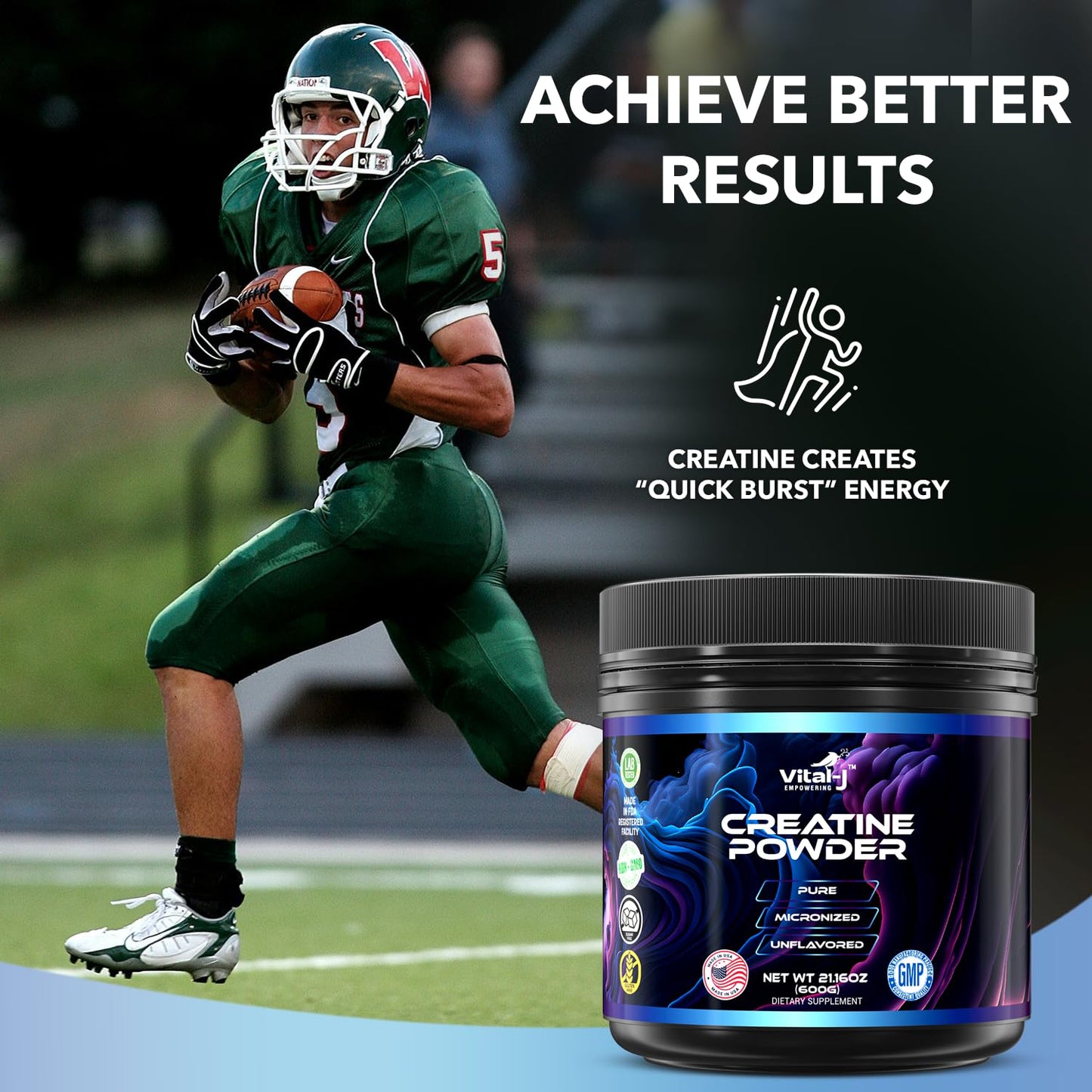 120 Servings Pure Micronized Creatine Monohydrate Powder, Amino Acid Powder - Support Muscles, Cellular Energy and Cognitive Function - Gluten-Free, Unisex, Keto 21.16 Oz