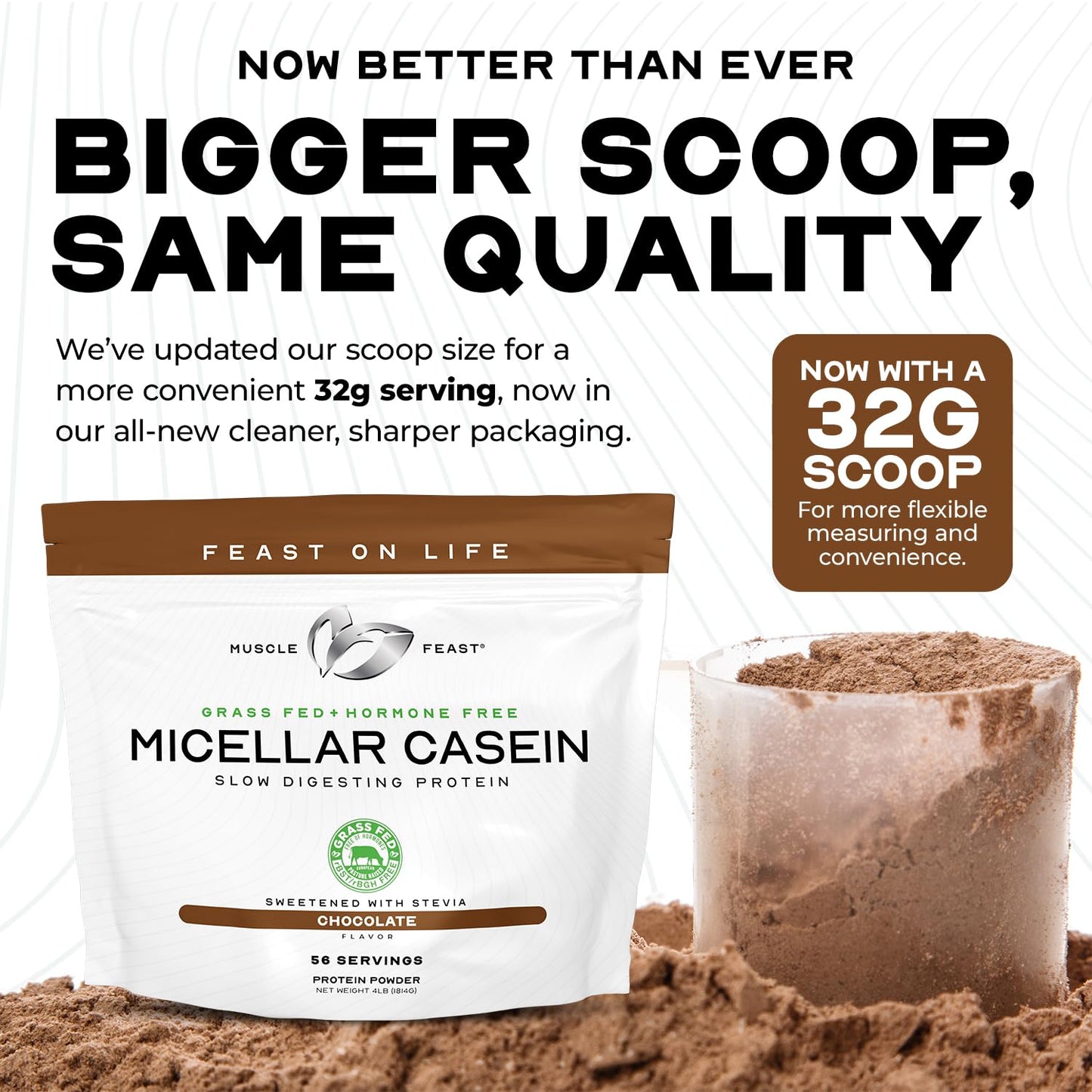 Muscle Feast Micellar Casein Protein, All Natural Pasture Raised Hormone Free Soy Free, Chocolate, 2lb