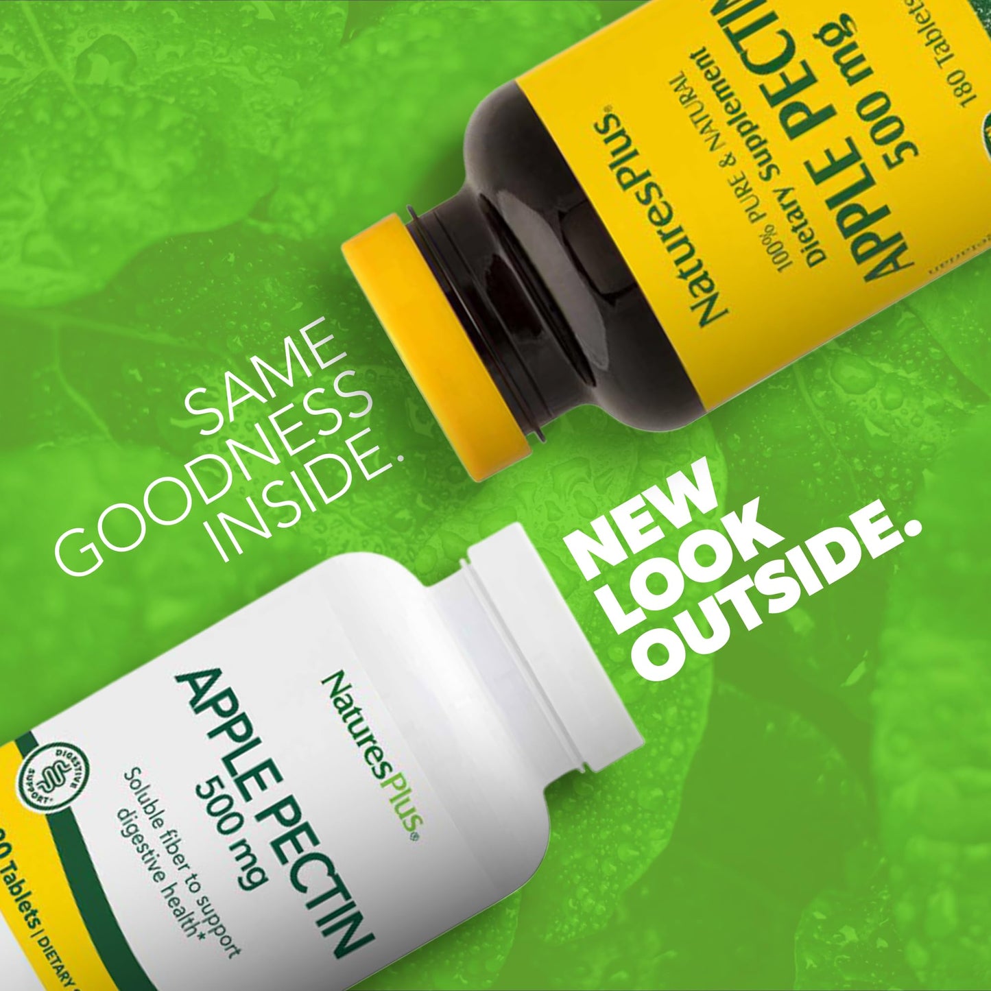 NaturesPlus Apple Pectin - 500 mg, 180 Tablets - Natural Fiber Supplement - Vegetarian, Gluten Free - 180 Servings