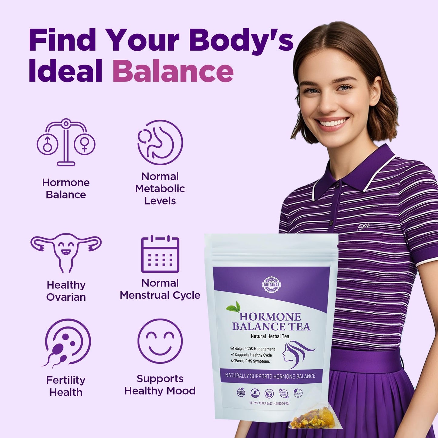 Aromlife Hormone Balance Tea for Women Support Menstrual Cycle & Help to Get Pregnant Fast, 10 Loose Leaf Teabags for Fertility and Ovulation