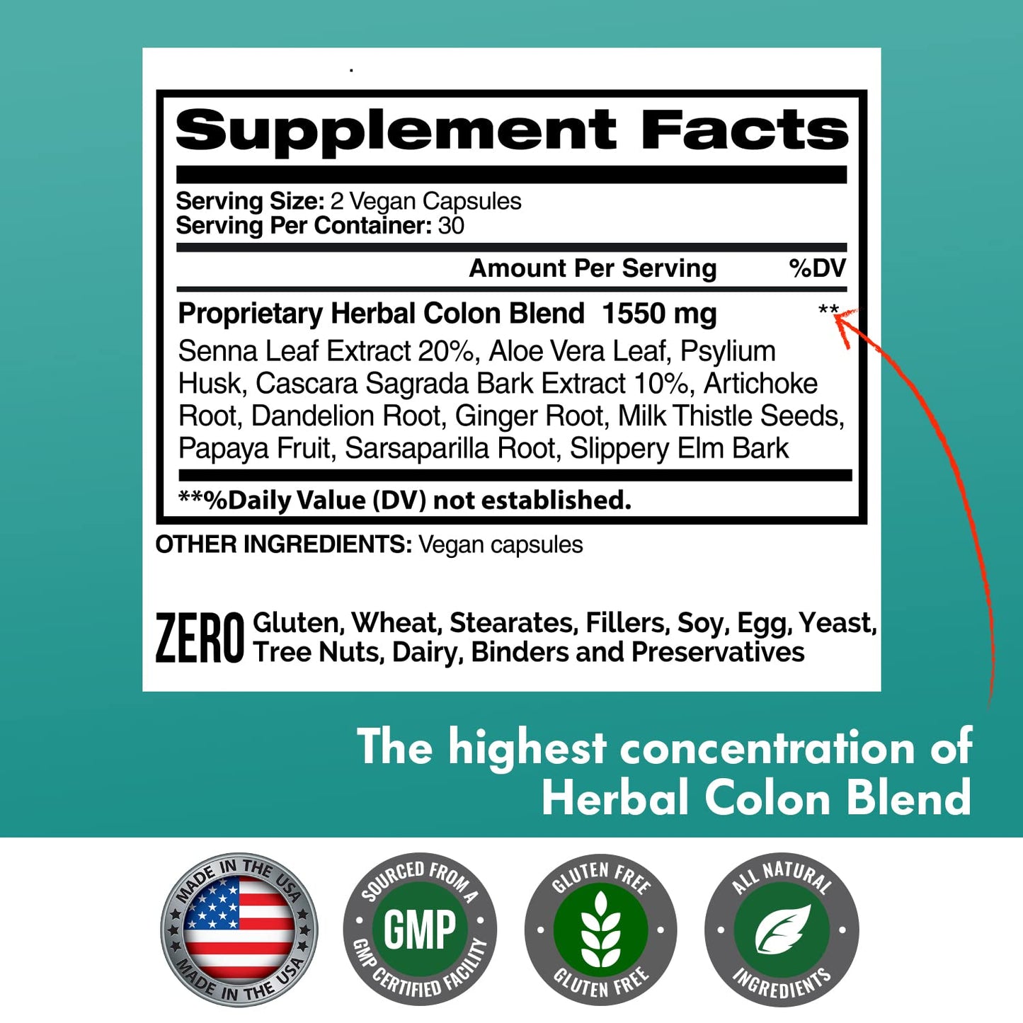 American Standard Supplements Colon Cleanse - 60 Veggie Capsules, 30 Servings - Herbal Blend with Psyllium Husk, Senna Leaves, Aloe Vera, Ginger, Cascara Sagrada & More
