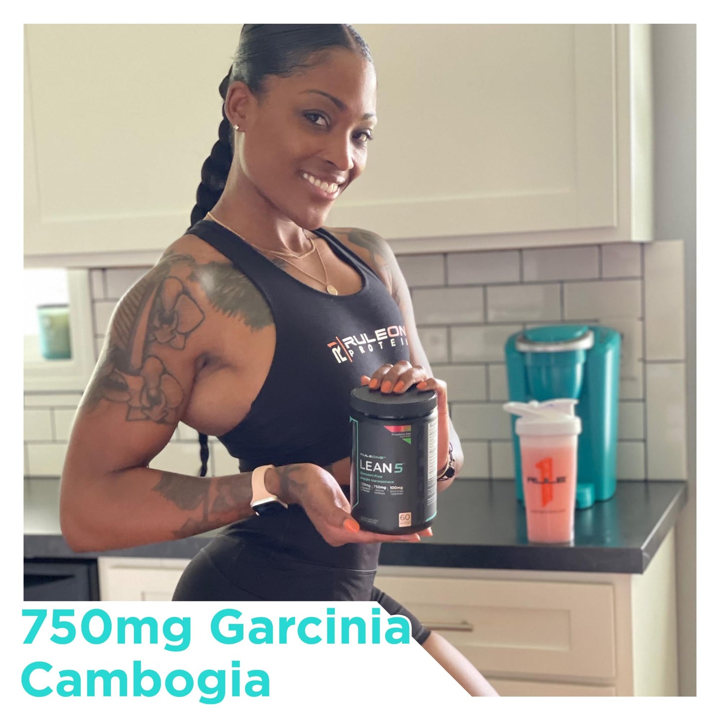 Rule 1 R1 Lean5, Blue Razz Lemonade - 11.9 oz - Stimulant-Free Formula with CLA, Garcinia Cambogia Extract & Carnitine - 60 Servings