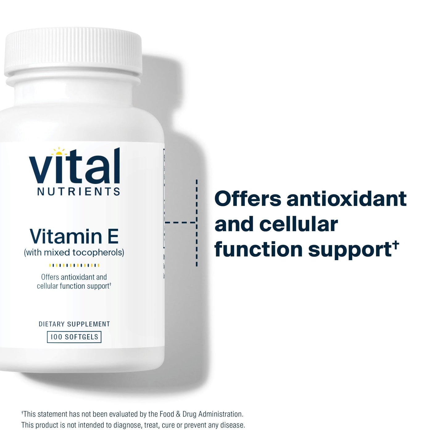 Vital Nutrients Vitamin E with Mixed Tocopherols | Potent Antioxidant Vitamin E Supplements to Support Cardiovascular Health* | Gluten and Dairy Free | Non-GMO | 100 Softgels