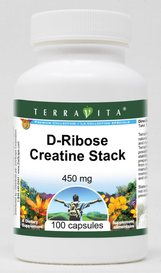 D-Ribose Creatine Stack - 450 mg (100 Capsules, ZIN: 513915) - 2 Pack