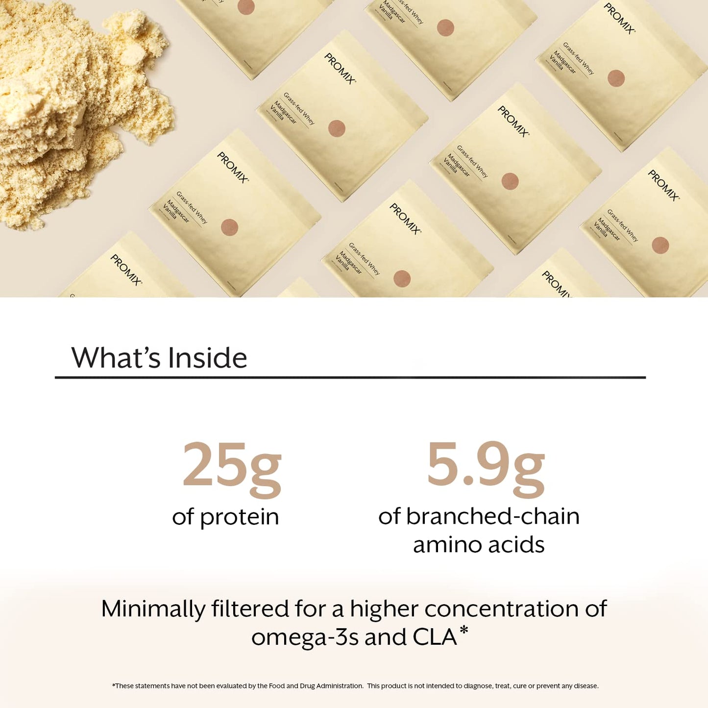 Promix Whey Protein Powder, Vanilla - 2.5lb Bulk - Grass-Fed & 100% All Natural - Post Workout Fitness & Nutrition Shakes, Smoothies, Baking & Cooking Recipes - Gluten-Free & Keto-Friendly