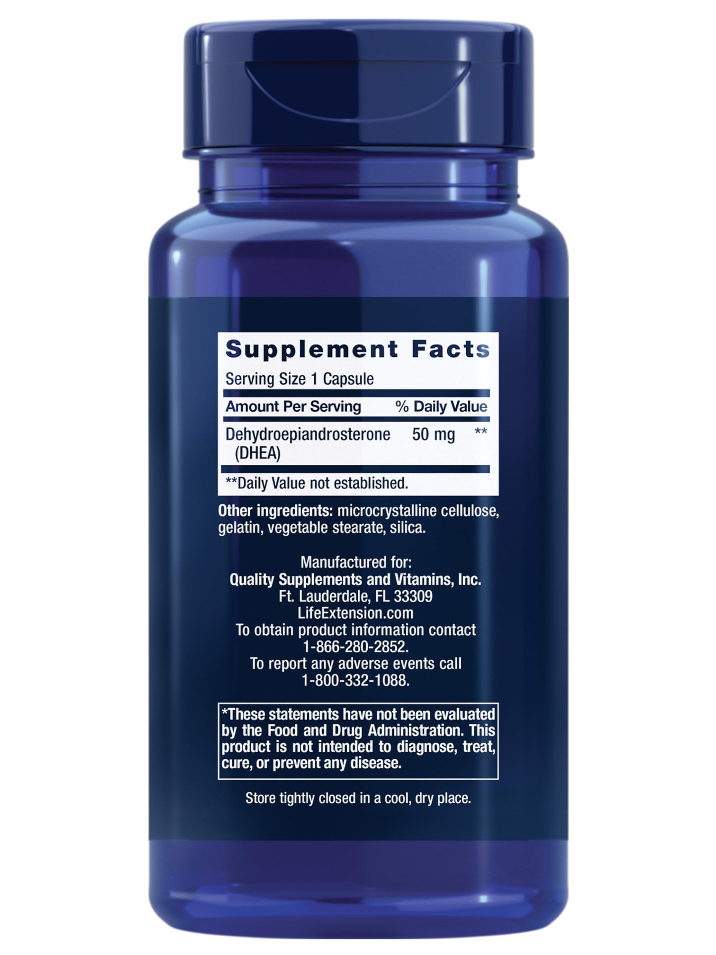 Life Extension DHEA 50 mg - Dehydroepiandrosterone - Supplement for Hormone Balance, Immune Support, Bone & Cardiovascular Health, Anti-Aging - Gluten-Free, Non-GMO - 60 Capsules