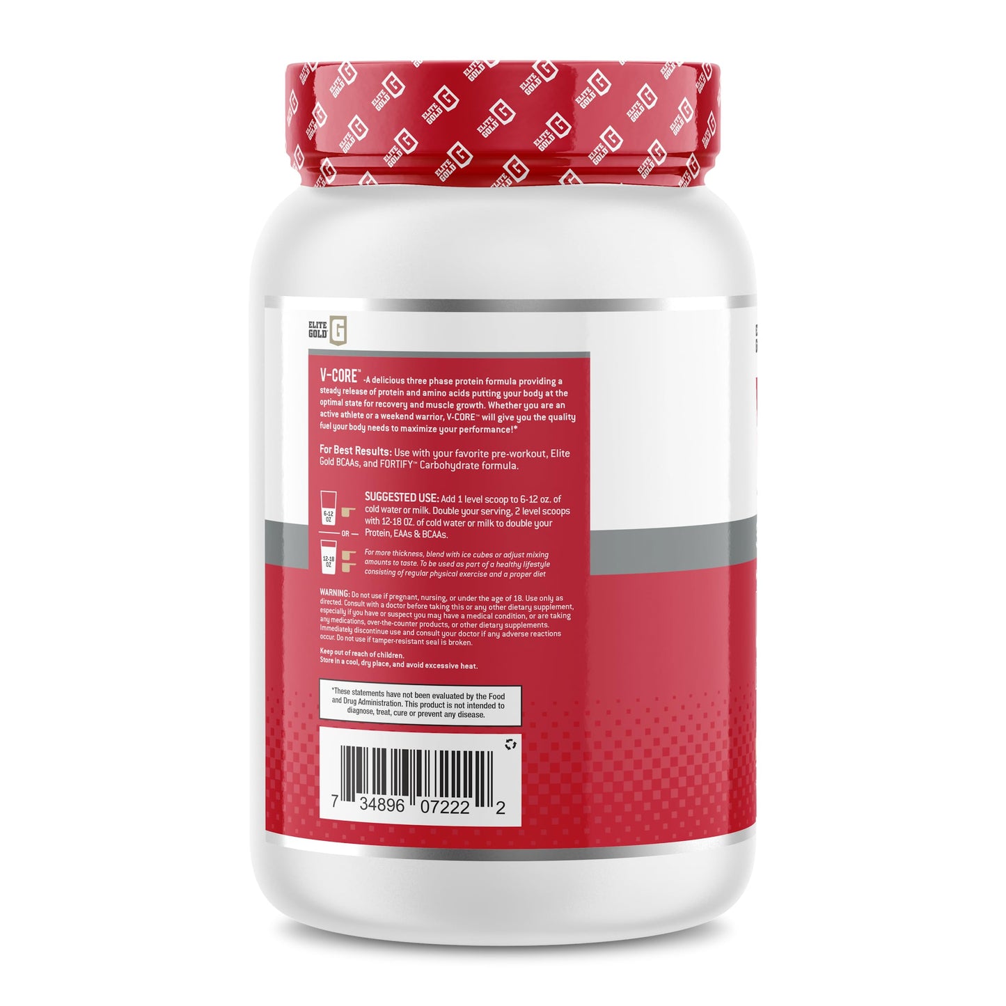 V-Core Protein Powder, Protein Powder, Keto, Vanilla, Whey Protein, High Protein, Casein Protein, 25g Protein, 12g EAAs, 6g BCAAs, 2 lb Tub (23 Servings)