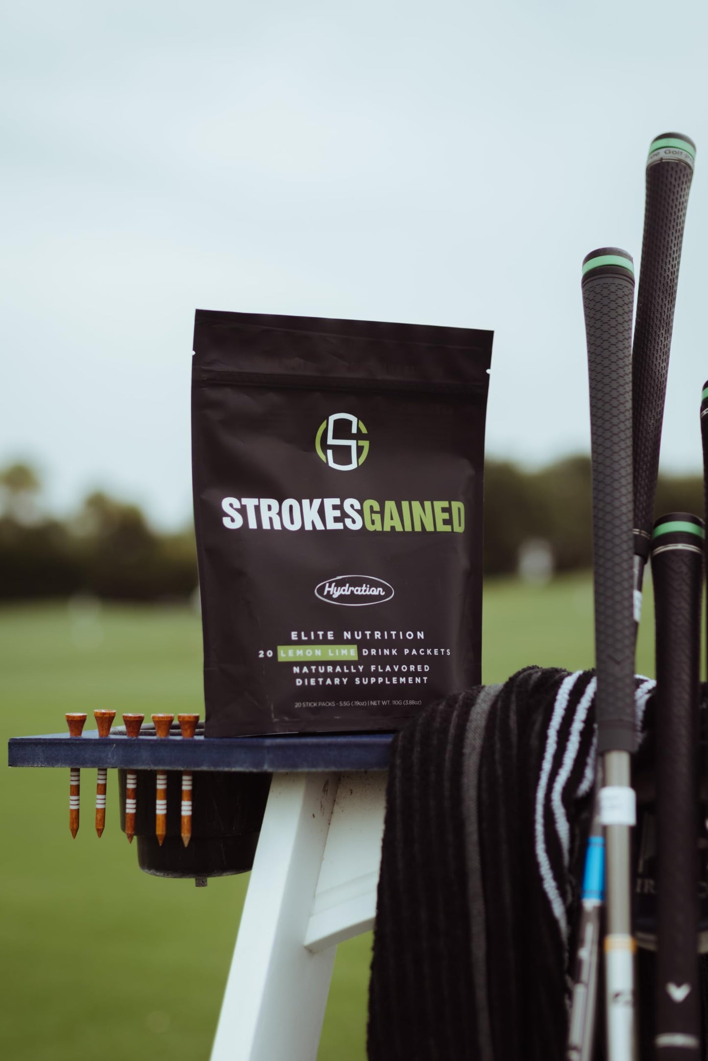 Strokes Gained Golf Hydration Lemon Lime Electrolyte Powder - Sugar Free Drink Mix Packets - Golf Accessories for Men & Women - Golf Gifts - 20 Stick Packs