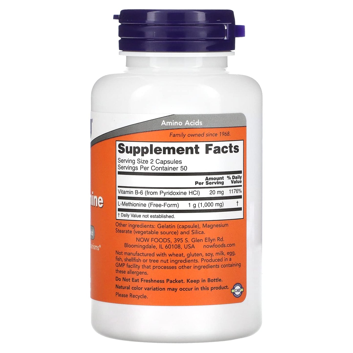 NOW Foods L-Methionine 500 mg 100 Caps