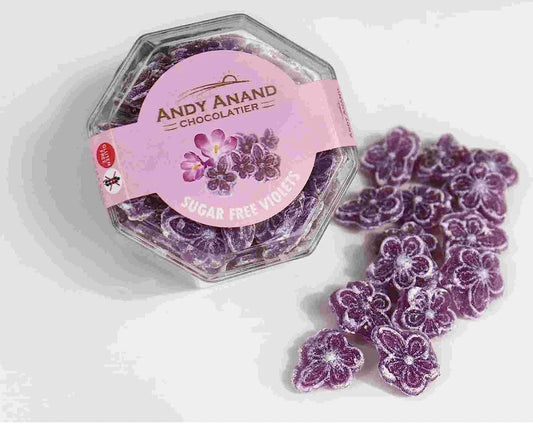 Andy Anand 50PC Sugar Free Violets A Typical Old Candy Dragée Shaped Like A Flower Of Five Petals Made With The Essence Of Violet And Sweetened With Stevia