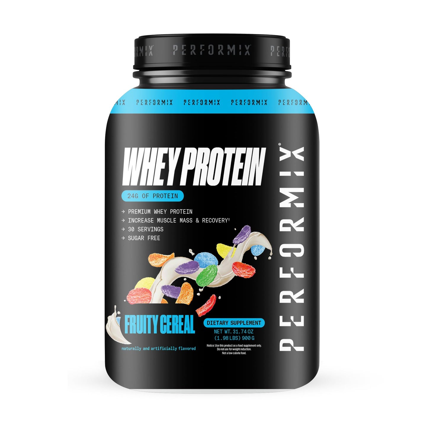 PERFORMIX - Whey Protein Isolate Blend - 24g of Protein - 5.4g of BCAAs - 110 Calories - Muscle Building & Post Workout Recovery - 100% Whey Protein Powder - 1.98 lbs - 30 Servings - Fruity Cereal