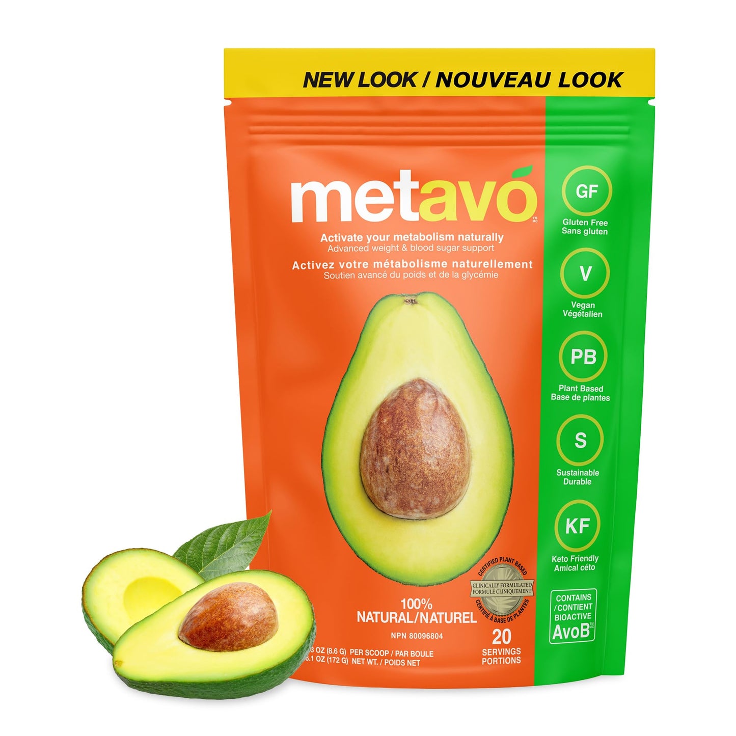 Metavo Smoothie Mix - Energy Support Supplement with AvoB, Vitamin C & Chromium, Ideal for Smoothie Blender Recipes, Sugar-Free Nutrition Powder, Healthy Beverages for Adults, 20 Servings-1 Count