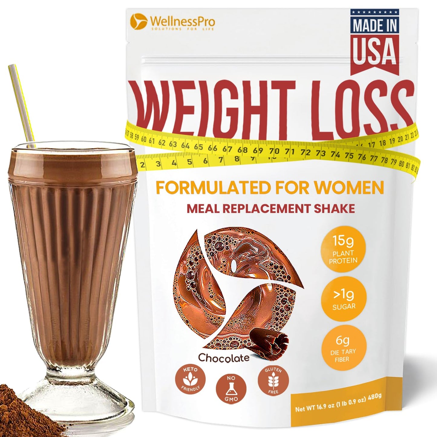 HARMONIFY Meal Replacement Shake for Women with Chocolate Flavor, Keto Friendly, Kosher Protein Powder, Pre & Probiotics for Easy Digestion, No Sucralose Included, 16,9 Oz