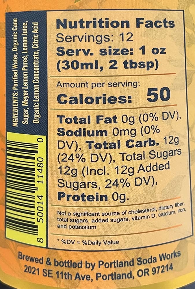 Portland Syrups Meyer Lemon Syrup  Premium Beverage Concentrate for Delicious Cocktails Tea Soda Coffee Drinks Baking and More  12 oz with 24 Servings Pack of 2