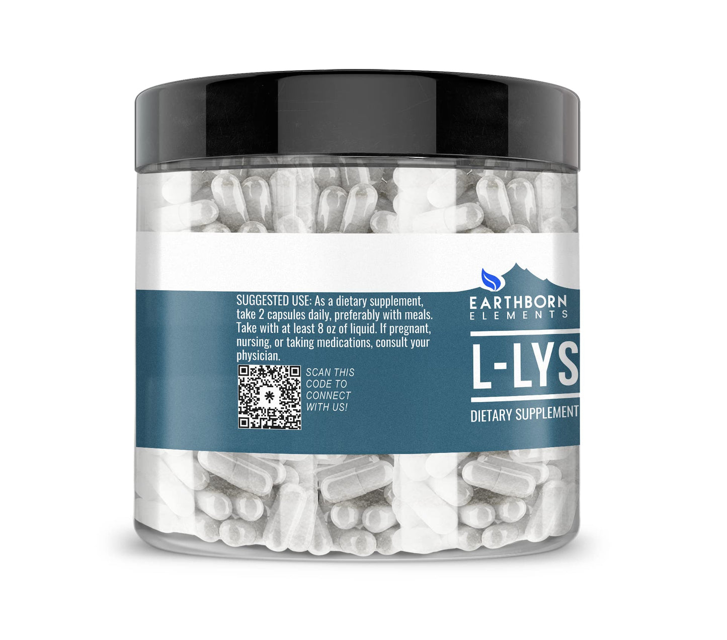 Earthborn Elements L-Lysine HCL 200 Capsules, Pure & Undiluted, No Additives