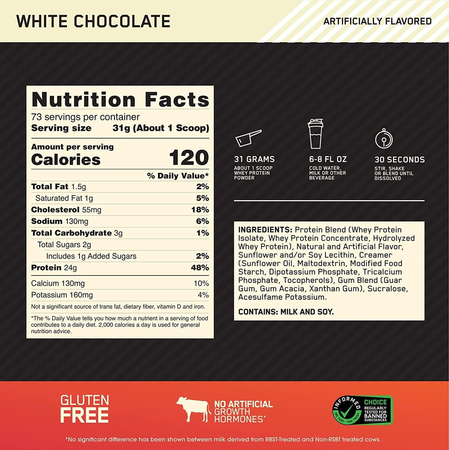 Optimum Nutrition Gold Standard 100% Whey White Chocolate -- 5 lbs