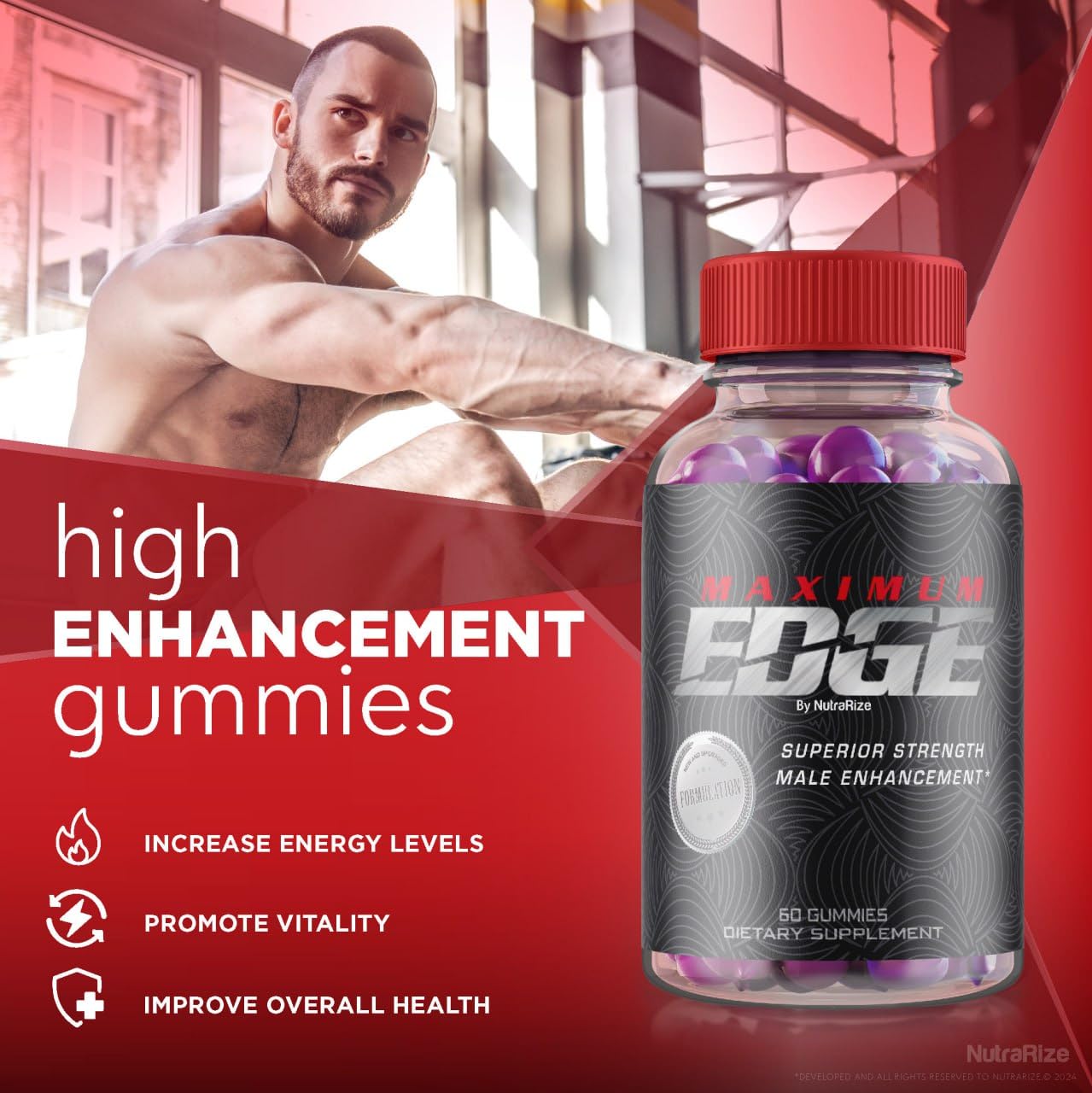 (2 Pack) Maximum Edge Male Gummies - Maximum Edge Supplement for Men, A Daily Formula for Overall Wellness and Peak Performance, Maximum Edge Extra Strength Formula, MaximumEdge Reviews (120 Gummies)