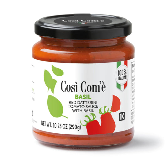 Red Datterino tomato sauce with basil 1023 OZ Pasta sauce prepared with 100 Italian tomato and basil ready to use Ideal to season pasta dishes Non Preservative Non GMO Product of Italy Così Comè