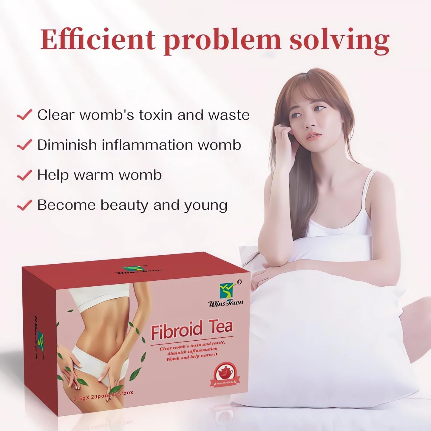 Wins Town Fibroid Tea, Supports Fibroid Shrink and Healthy Womb, Anti Aging, Warm Uterus Detox Tea, 20 Teabags