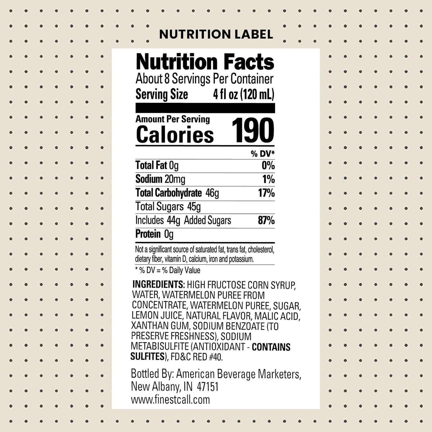 Finest Call Premium Watermelon Fruit Puree Drink Mix 1 Liter Bottle 338 Fl Oz Individually Boxed