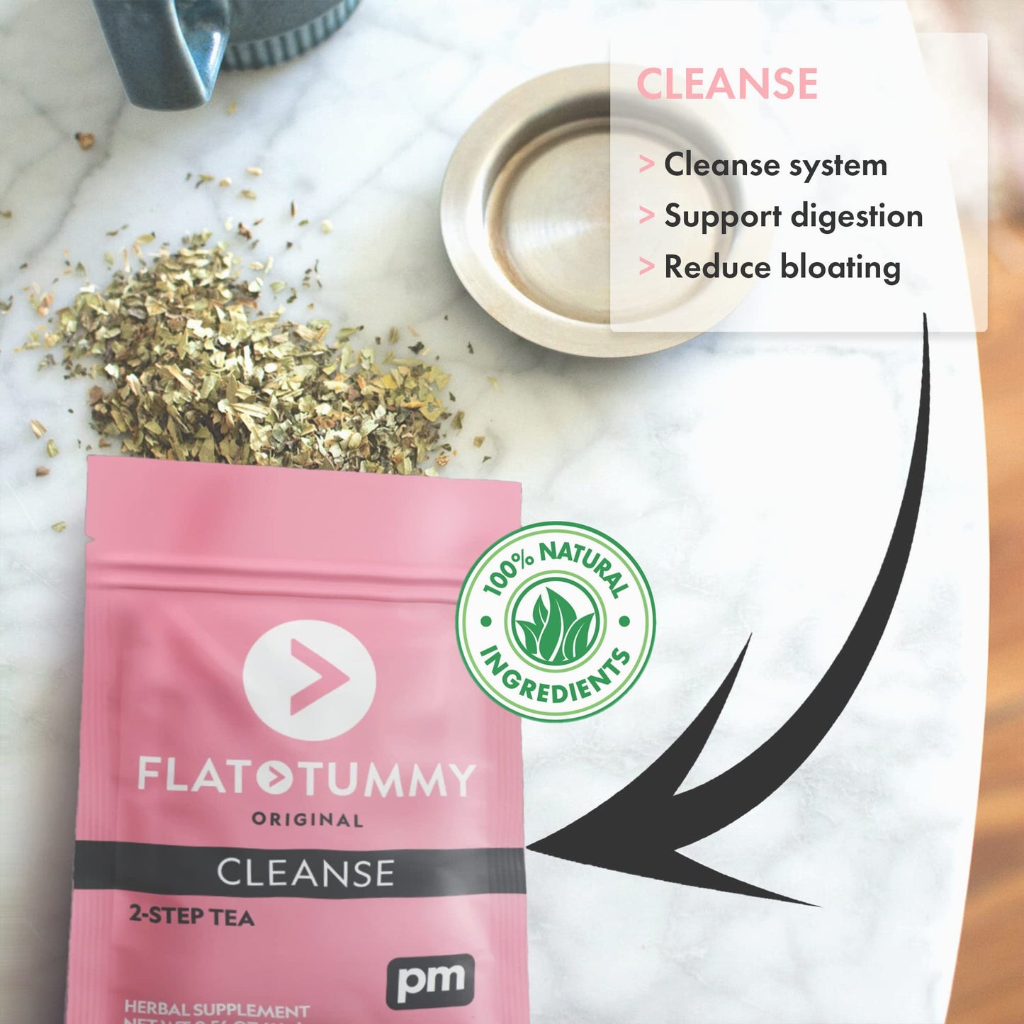Flat Tummy Detox Tea (2 Week Program) - 2-Step Detox Tea to Boost Energy & Reduce Bloating* - All Natural Detox Cleanse w/ Green Tea, Lemon Balm, Dandelion, Fennel, & More - Digestion support