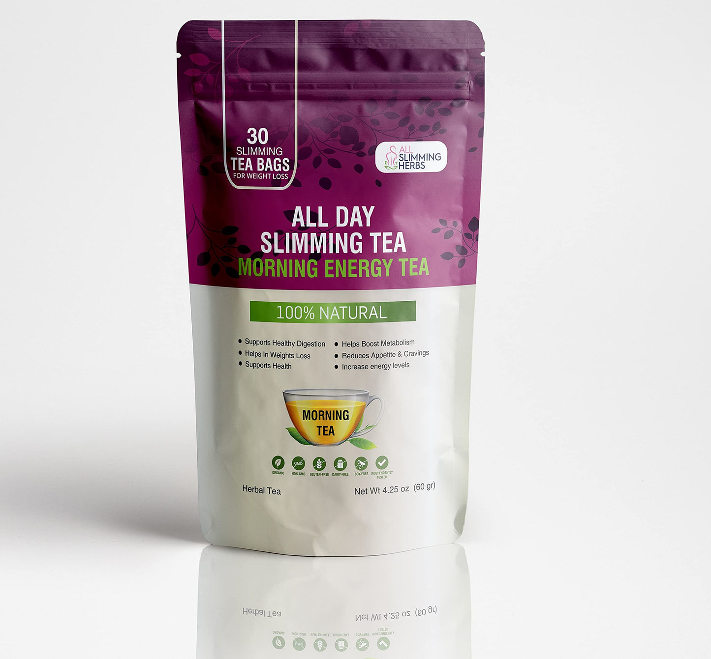 ALL SLIMMING HERBS All Day Slimming Tea For Weight Loss - All Natural 30 Days Detox Tea That Flattens Tummy - Daytime Energy Boost Tea 30 Bag+ Evening Detox Tea 30 Bag